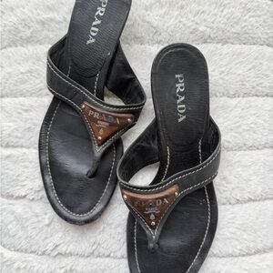 Prada Black and Brown Women's Sandals